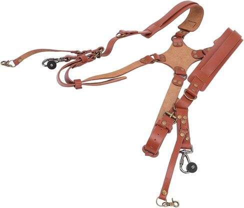 Ymiko Camera Harness for Photographers, Leather Camera Strap Leather Double Harness Shoulder Strap Professional Adjustable Dual Camera Harness for 2 Cameras in Saudi Arabia