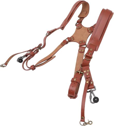 Ymiko Camera Harness for Photographers, Leather Camera Strap Leather Double Harness Shoulder Strap Professional Adjustable Dual Camera Harness for 2 Cameras in Saudi Arabia