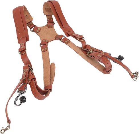 Ymiko Camera Harness for Photographers, Leather Camera Strap Leather Double Harness Shoulder Strap Professional Adjustable Dual Camera Harness for 2 Cameras in Saudi Arabia