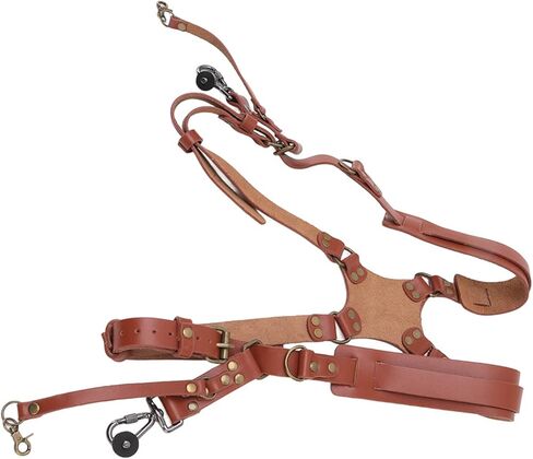 Ymiko Camera Harness for Photographers, Leather Camera Strap Leather Double Harness Shoulder Strap Professional Adjustable Dual Camera Harness for 2 Cameras in Saudi Arabia