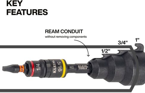أدوات Klein 85091hd قناة المقبس القناة ، أداة 3-in-1 ذات التصنيف المؤثر لـ 1/2 بوصة ، 3/4 بوصة ، قناة 1 بوصة ، BET MAGNECT in Kuwait