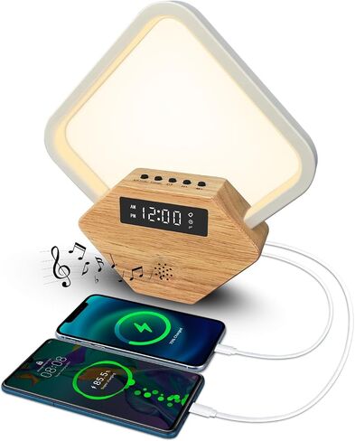 Sunrise Alarm Clock Table Lamp With White Noise Sound Machine 15 Nature Sound 3 Color Night Light 10 Ringtones For Bedrooms PD22.5W USB C Fast Charger Anniversary Birthday Gifts for Women Men in Kuwait