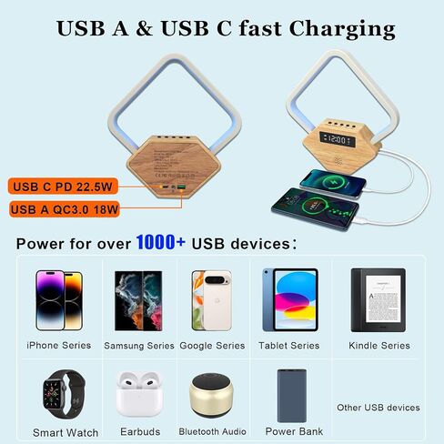 Sunrise Alarm Clock Table Lamp With White Noise Sound Machine 15 Nature Sound 3 Color Night Light 10 Ringtones For Bedrooms PD22.5W USB C Fast Charger Anniversary Birthday Gifts for Women Men in Kuwait