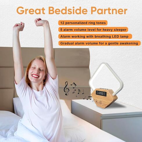 Sunrise Alarm Clock Table Lamp With White Noise Sound Machine 15 Nature Sound 3 Color Night Light 10 Ringtones For Bedrooms PD22.5W USB C Fast Charger Anniversary Birthday Gifts for Women Men in Kuwait
