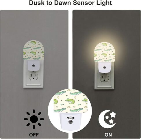 Cute Cartoon Crocodiles Night Light, Childish Crocodiles Dusk to Dawn Night Light Plug in,0.5w Energy Saving Sleep Friendly Nightlights for Kids Boys Girls Home Decor in Saudi Arabia