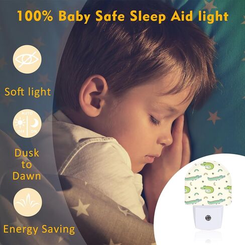 Cute Cartoon Crocodiles Night Light, Childish Crocodiles Dusk to Dawn Night Light Plug in,0.5w Energy Saving Sleep Friendly Nightlights for Kids Boys Girls Home Decor in Saudi Arabia