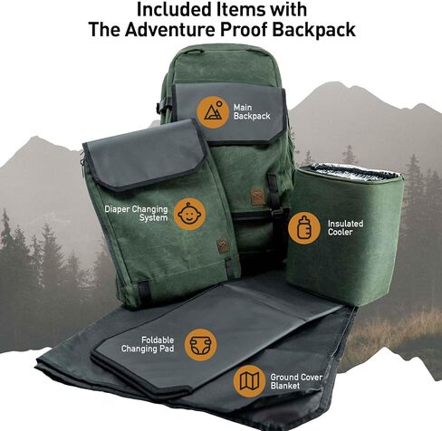 5 in 1 Tactical Adventure Proof Hiking Backpack and Diaper Bag, Travel, Lightweight, Cooler for Storing Milk, Convertible Handles, Durable, Changing Pad included in Saudi Arabia