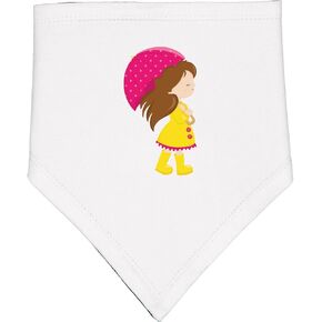inktastic Girl in Raincoat, Girl with Umbrella, Brown Hair Baby Bandana Bib in Kuwait
