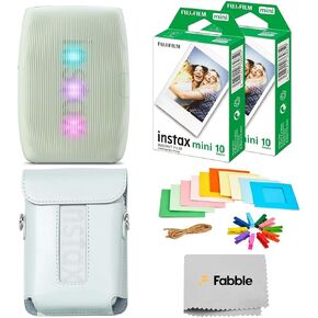 Fujifilm Instax Mini Link 3 Smartphone Printer – Sage Green Bundle with a Matching Protective Case, Twin Pack Instant Film (20 Sheets), Hanging Photo Frames, and Premium Microfiber Cleaning Cloth in Kuwait
