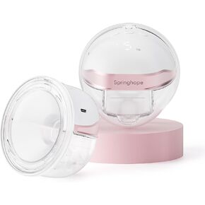 Springhope No.586S Wearable Breastfeeding Pump Hands Free with 4 Modes & 9 Levels Strong Suction Adjustment, Electric Breast Pump Wireless 28/24/21/19 mm Flange, Portable & Cordless, 5 oz, 2Pcs in Saudi Arabia