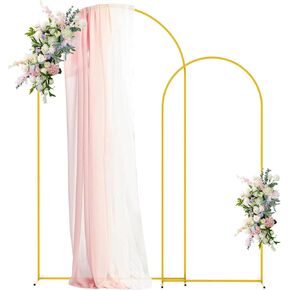 Asee'm Gold Metal Wedding Arch Backdrop Stand Set of 2 (7.2FT, 6FT) | Arched Backdrop Frame Background Balloon Arch Stand for Birthday Party Baby Shower Graduation Ceremony Floral Decor in Saudi Arabia