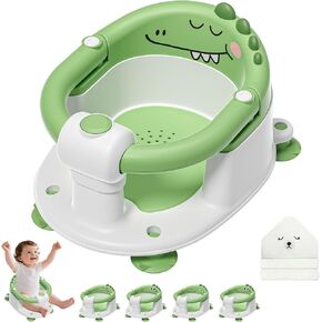 TPN Baby Bath Seat للأطفال لمدة 6 أشهر وأعلى ، مقعد حمام لا ينقص مع منشفة مقنع و 5 PCS ملصقات رموز تعبيرية مقاومة للماء ، مقعد حمام للرضع المحمولة للطفل (رمادي) in Kuwait