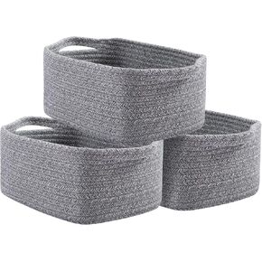 OIAHOMY Cotton Rope Woven Baskets for Storage, Nursery Rectangle Storage Basket with Handles for Shelves, Pack of 3, Green in Saudi Arabia