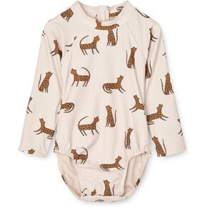 Toddler Girls One Piece Swimsuit Long Sleeve Bathing Suit Zipper Rash Guard Pink Cherry Swimwear with Snap in Kuwait