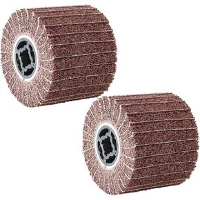 Stainless Steel Drum Sander, 2 Inch Abrasive Nylon Brush Wheels, 2-Piece Set, Brown Sandpaper for Polishing and Grinding in Kuwait