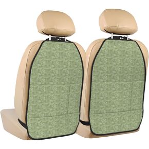 Ferns Sage Green Car Kick Mats Back Seat Protector, 2 Pack Auto Seat Back Covers with 3 Organizer Pockets Travel Accessories Universal Vehicle Interior from Dirt, Mud in Saudi Arabia