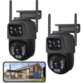 6MP Outdoor Security Camera, 360°PTZ Surveillance System, Dual Lens Linkage 2.4Ghz 24/7 Record IP67 WiFi Camera for Home Security with Humanoid Detection, Two-Way, Color Night Vision(1pack) in Saudi Arabia
