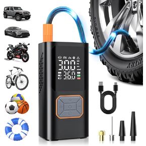 Cordless Tire Inflator Portable Air Compressor 150PSI Bike Pump with LED Light & Pressure Gauge Auto Shut-Off electric Air Pump for Car Tires Motorcycle Bicycle Ball with Digital Dual Values Display in Kuwait