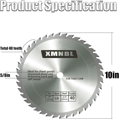 10" Stacking Dado Blade Set 24-Tooth,Dado Blades for 10 Inch Table Saw,Compatible with 10 Inch Table Saw,Dado Stack for Fine Finished Dados, Grooves, and Rabbets,Ranging From 1/4'' to 13/16''14 Pieces in Saudi Arabia