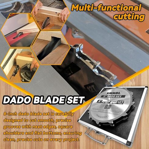 10" Stacking Dado Blade Set 24-Tooth,Dado Blades for 10 Inch Table Saw,Compatible with 10 Inch Table Saw,Dado Stack for Fine Finished Dados, Grooves, and Rabbets,Ranging From 1/4'' to 13/16''14 Pieces in Saudi Arabia