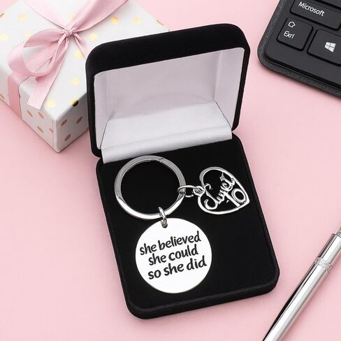 Sweet 16 Inspirational She Believed She Could So She Did Charm Keychain, Sweet Sixteen Jewelry Birthday Gift for Girls in Saudi Arabia