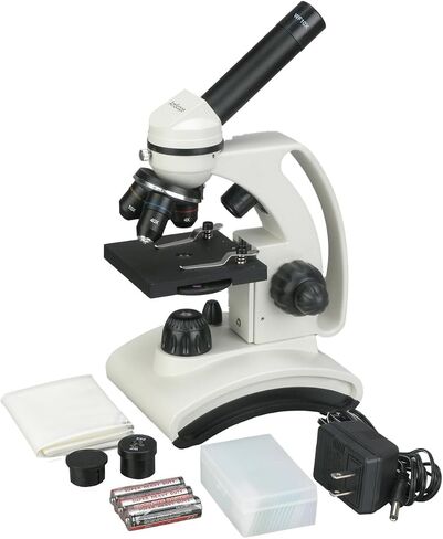 AMSCOPE M160C-2L-PB10 مجهر أحادي اللاسلكي ، و WF10X و WF25X Eyepieces ، تضخم 40 × -1000X ، إضاءة LED العلوية والسفلية مع RHEOSTAT ، BRIGHTFIER in Saudi Arabia