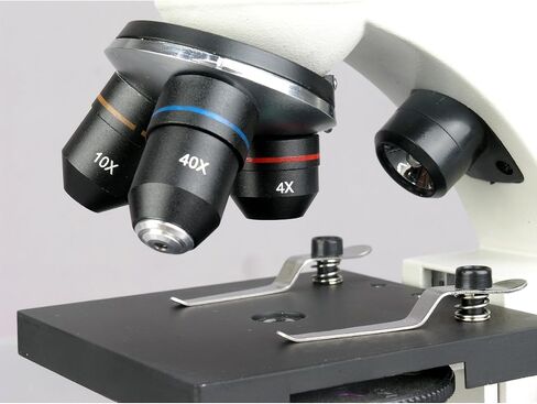 AMSCOPE M160C-2L-PB10 مجهر أحادي اللاسلكي ، و WF10X و WF25X Eyepieces ، تضخم 40 × -1000X ، إضاءة LED العلوية والسفلية مع RHEOSTAT ، BRIGHTFIER in Saudi Arabia
