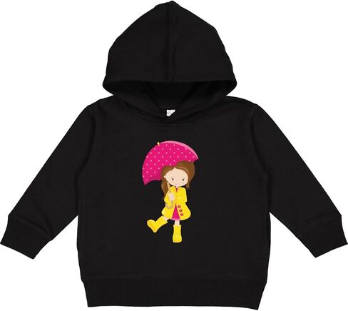 inktastic Girl in Raincoat, Girl with Umbrella, Brown Hair Toddler Hoodie in Saudi Arabia