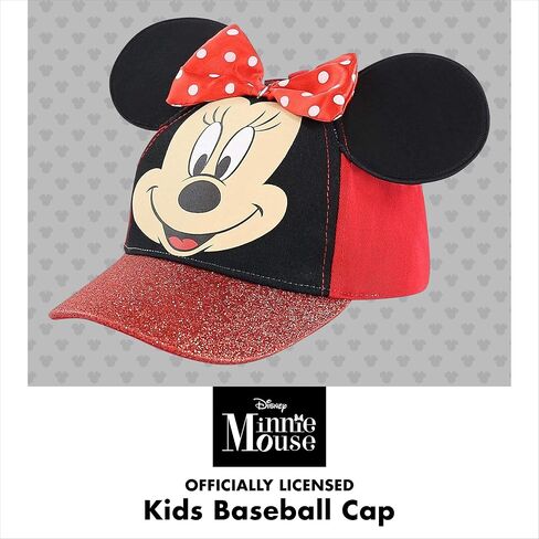 Disney Baseball Cap, Minnie Mouse Ears Adjustable Toddler Girl Hats for Kids, Pink, Ages 2-4 & 4-7 in Kuwait