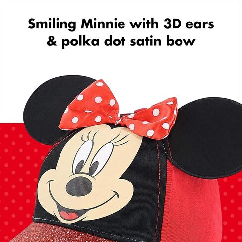 Disney Baseball Cap, Minnie Mouse Ears Adjustable Toddler Girl Hats for Kids, Pink, Ages 2-4 & 4-7 in Kuwait