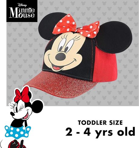 Disney Baseball Cap, Minnie Mouse Ears Adjustable Toddler Girl Hats for Kids, Pink, Ages 2-4 & 4-7 in Kuwait