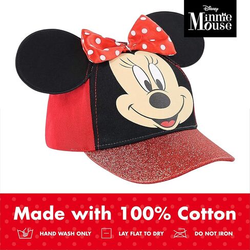 Disney Baseball Cap, Minnie Mouse Ears Adjustable Toddler Girl Hats for Kids, Pink, Ages 2-4 & 4-7 in Kuwait