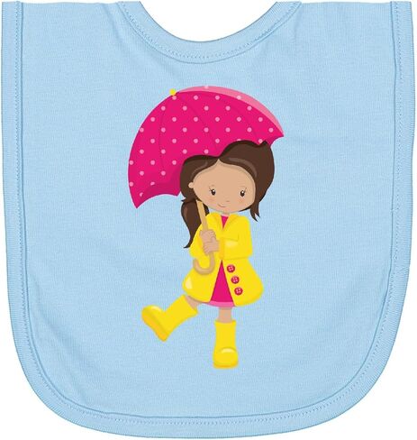 inktastic Latina Girl, Cute, Girl in Raincoat, Umbrella Newborn Bib in Saudi Arabia