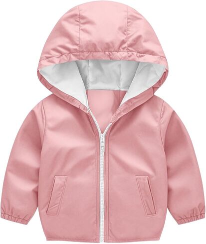 Little Girls Boys Rain Jacket Kids Raincoat Waterproof Hooded Rain Jackets Lightweight Breathable Outerwear for Zip in Saudi Arabia