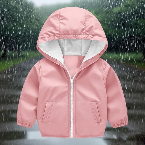 Little Girls Boys Rain Jacket Kids Raincoat Waterproof Hooded Rain Jackets Lightweight Breathable Outerwear for Zip in Saudi Arabia