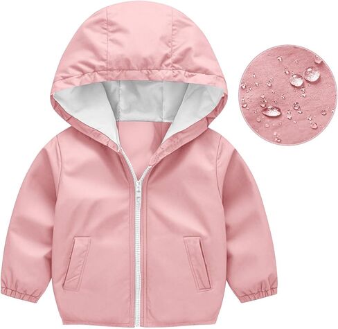 Little Girls Boys Rain Jacket Kids Raincoat Waterproof Hooded Rain Jackets Lightweight Breathable Outerwear for Zip in Saudi Arabia