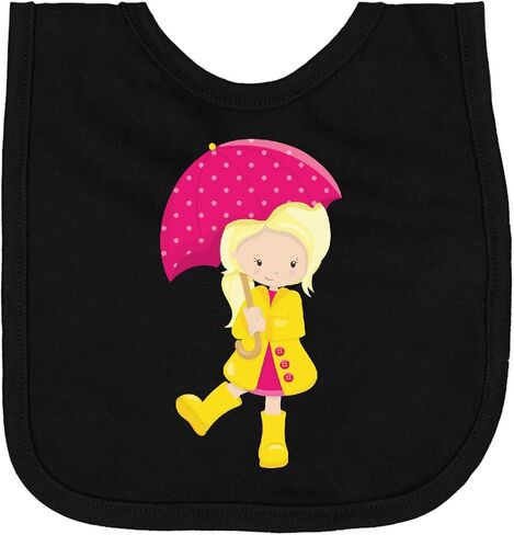 inktastic Girl in Raincoat, Girl with Umbrella, Blonde Hair Newborn Bib in Saudi Arabia