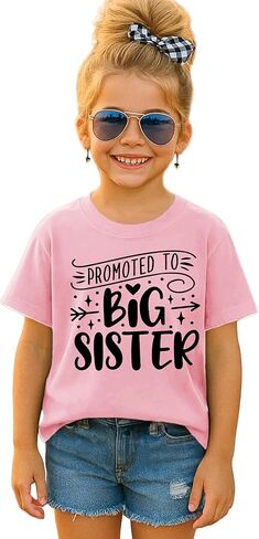 القمصان الشقيقة الكبرى للفتيات الفتيات الصغار ترقيت إلى الأخت الكبرى قمم قمم قصيرة بأكمام الصيف in Kuwait