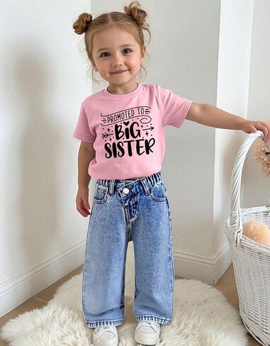 القمصان الشقيقة الكبرى للفتيات الفتيات الصغار ترقيت إلى الأخت الكبرى قمم قمم قصيرة بأكمام الصيف in Kuwait