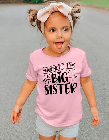 القمصان الشقيقة الكبرى للفتيات الفتيات الصغار ترقيت إلى الأخت الكبرى قمم قمم قصيرة بأكمام الصيف in Kuwait