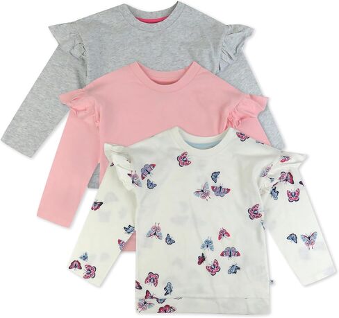 HonestBaby 3-Pack Flutter Shoulder Long Sleeve Top 100% Organic Cotton for Toddler, Baby Girls in Saudi Arabia