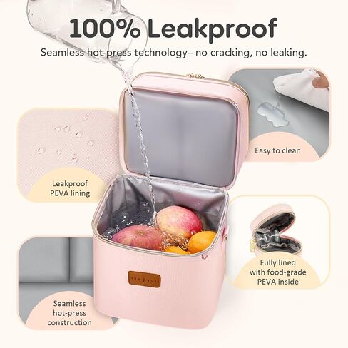 Breastmilk Cooler Bag with Ice Pack & Pacifier Case, Large Double Layer Insulated Baby Bottle Cooler Fits 6 Bottles, Breast Pump Storage Bag for Working Nursing Moms, with Gift Box in Saudi Arabia
