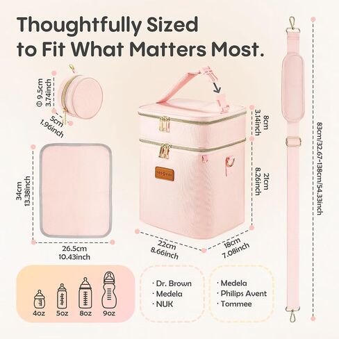 Breastmilk Cooler Bag with Ice Pack & Pacifier Case, Large Double Layer Insulated Baby Bottle Cooler Fits 6 Bottles, Breast Pump Storage Bag for Working Nursing Moms, with Gift Box in Saudi Arabia