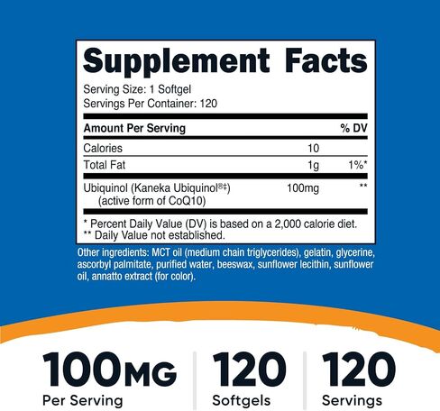 Nutricost Ubiquinol Softgels (120 Softgels | 100 mg Per Serving) - Superior Absorption Antioxidant | Active Form of CoQ10 - Gluten Free, Non-GMO in Saudi Arabia