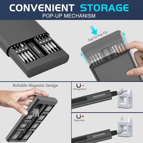 3.7V Mini Electric Screwdriver, Cordless Screwdriver Rechargeable with LED Digital Display, 5 Level Torque, 64 Magnetic Bits, Magnetic Storage, Portable Repair Tool Kit for Electronics Laptop in Saudi Arabia