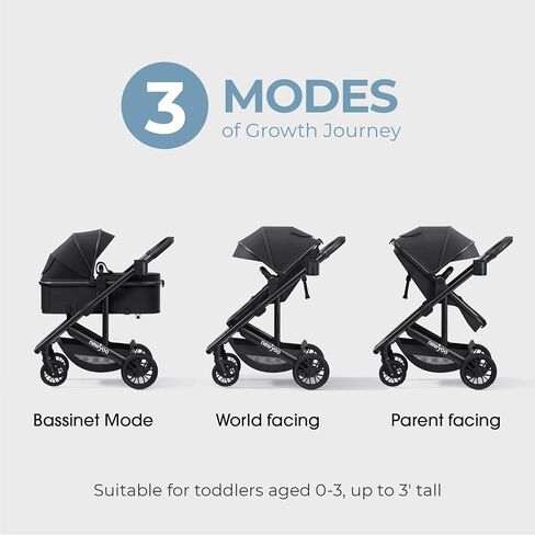 newyoo Bassinet Stroller for Baby, Nestro 516M, Convertible Infant Strollers w Reversible Seat & Cup Holder, 2-in-1 Rear-Facing Pram from Newborn to Toddler, One-Hand Easy Fold, Grey in Kuwait