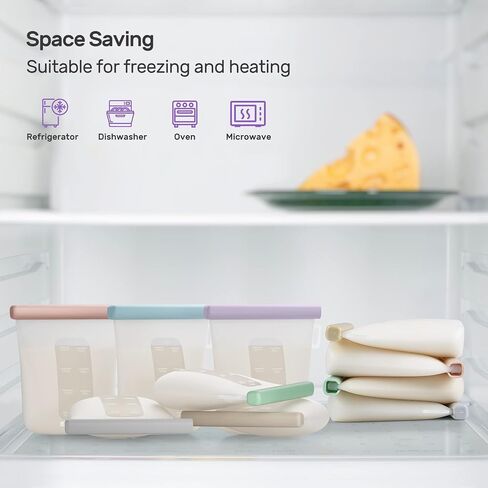 Nuliie 7 Pcs Silicone Breastmilk Storage Bags Reusable, 8oz/240ml Double Leak-Proof Breastmilk Freezer Bags, BPA Free Self-Standing Milk Bags for Breastfeeding, Baby Food Pouches | Double Leak-Proof, BPA Free, Self-Standing for Breastfeeding, Baby Food Po in Saudi Arabia