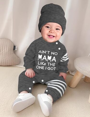 Baby Boy Clothes Infant Mamas Print Romper Stripe Sleeve Outfits Fall Winter Baby Clothing Jumpsuit in Saudi Arabia
