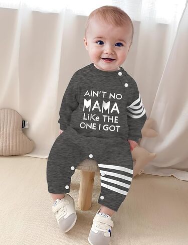 Baby Boy Clothes Infant Mamas Print Romper Stripe Sleeve Outfits Fall Winter Baby Clothing Jumpsuit in Saudi Arabia