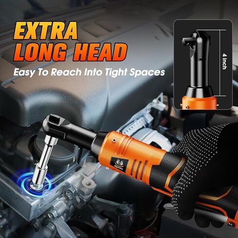3/8 Inch Cordless Electric Ratchet, 40FT-LBS(54N.m) Ratchet Wrench, 12V Extended Power Ratchet Wrench Set,0-400RPM Variable Speed,LED Light,10 Sockets, 1/4" Adapter,1/2" Adapter,2 Batteries in Saudi Arabia